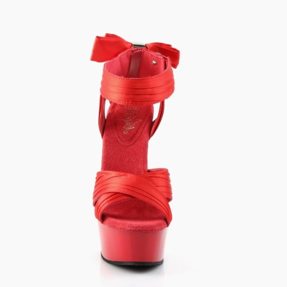 Pleaser Delight-668 Platform Red Satin - Size 6
